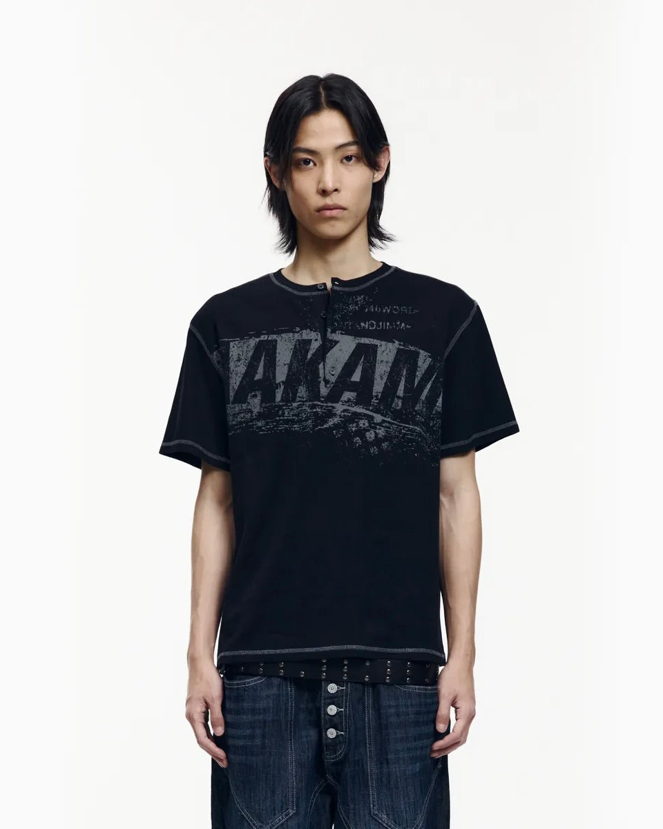 【AAKAM】Tread Henry Neck Half Top