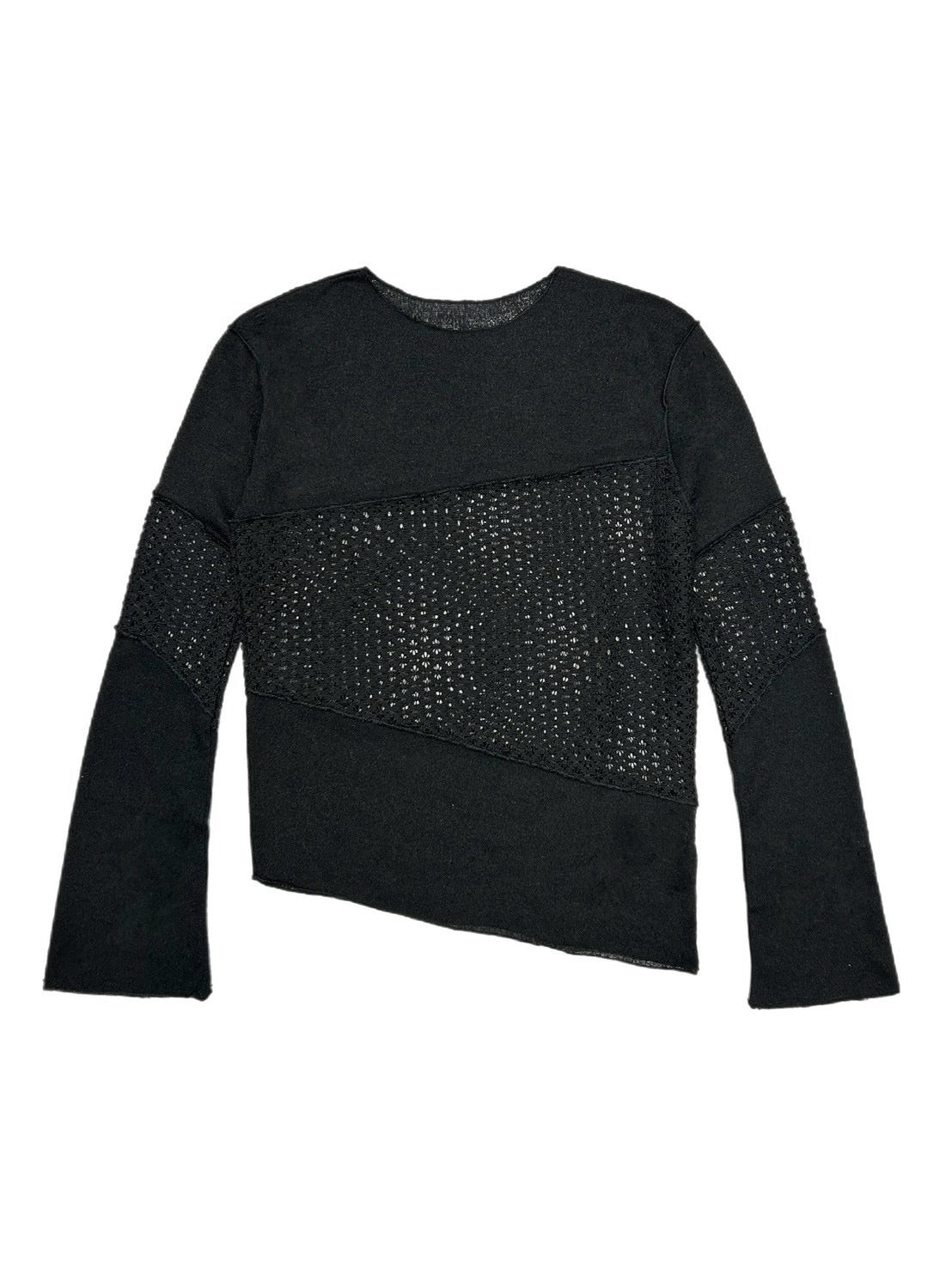 受注制【OaKS】mesh patchwork sheer knit (2color)