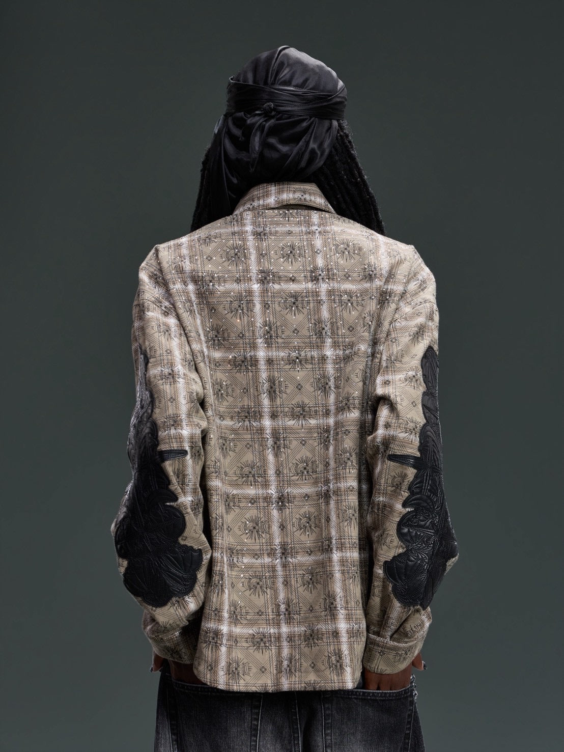 【The Boy Has No Patience】STARRY PATTERN RHINESTONE LEATHER SHIRT