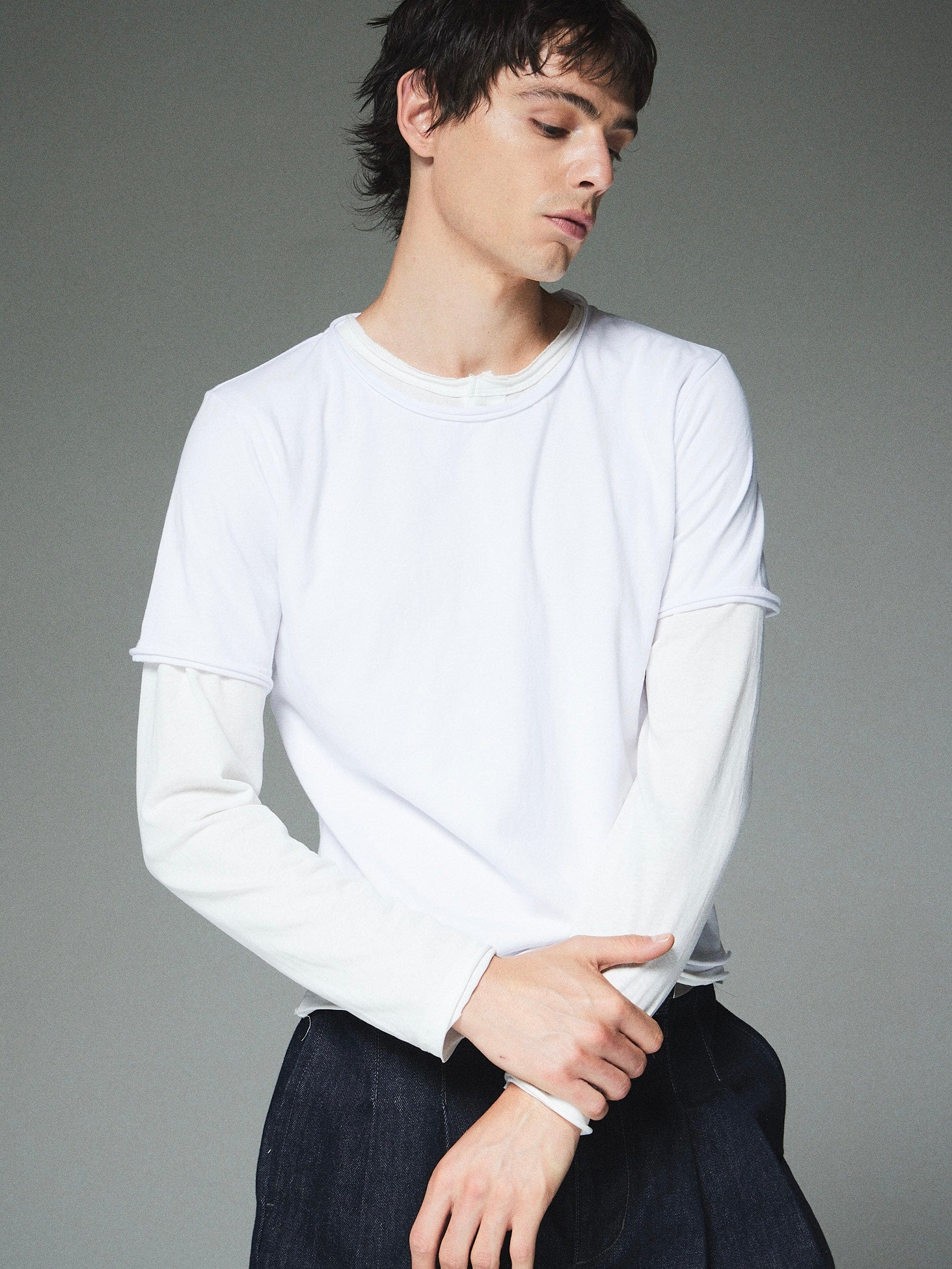 【CS】cut off pack tee (white/black）
