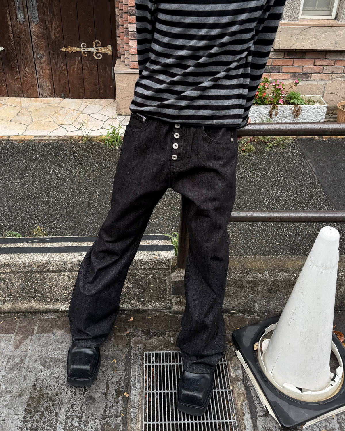 受注制【youll】button fly flare denim pants