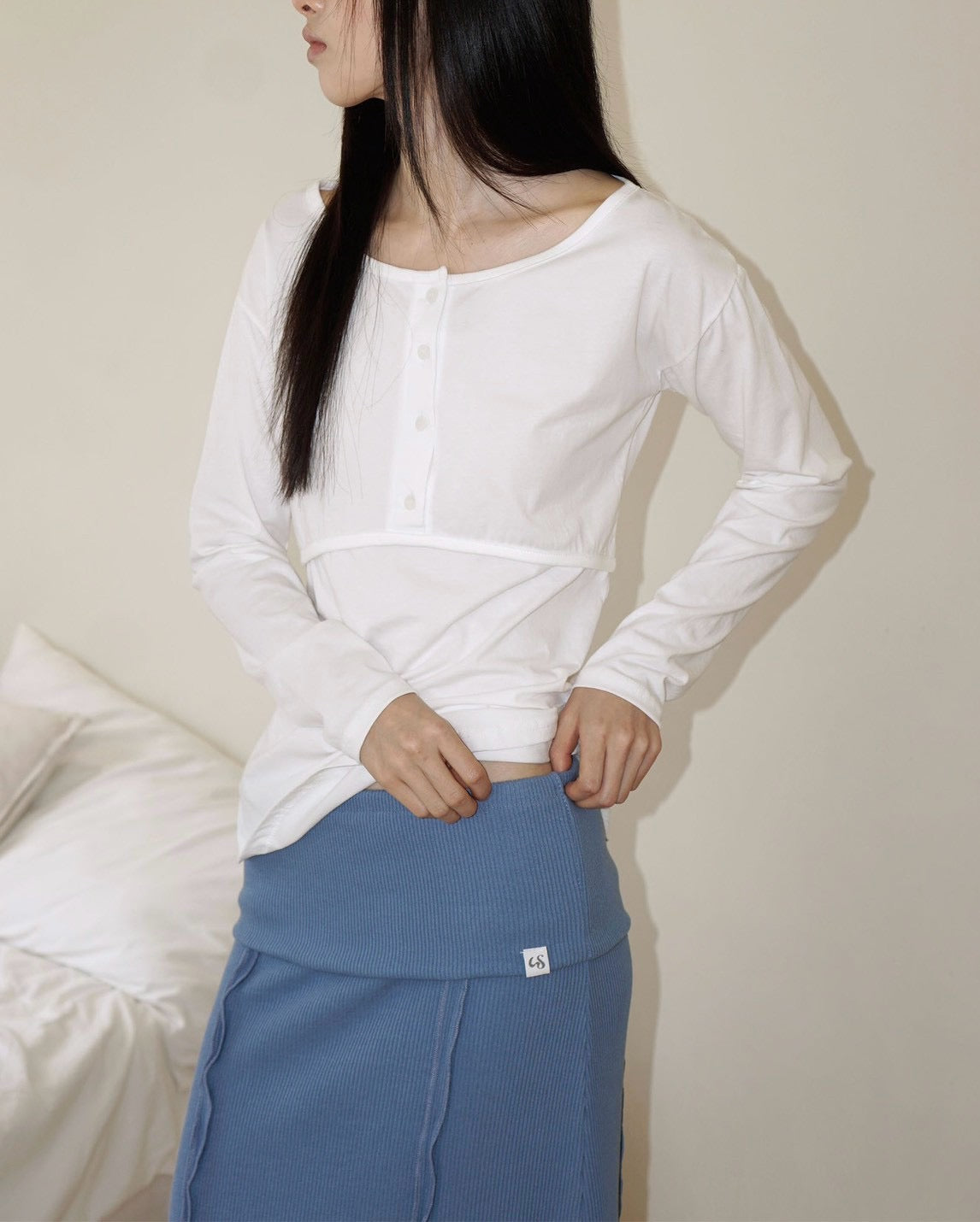 【Uglyshadow】RIBBED LONG SKIRT