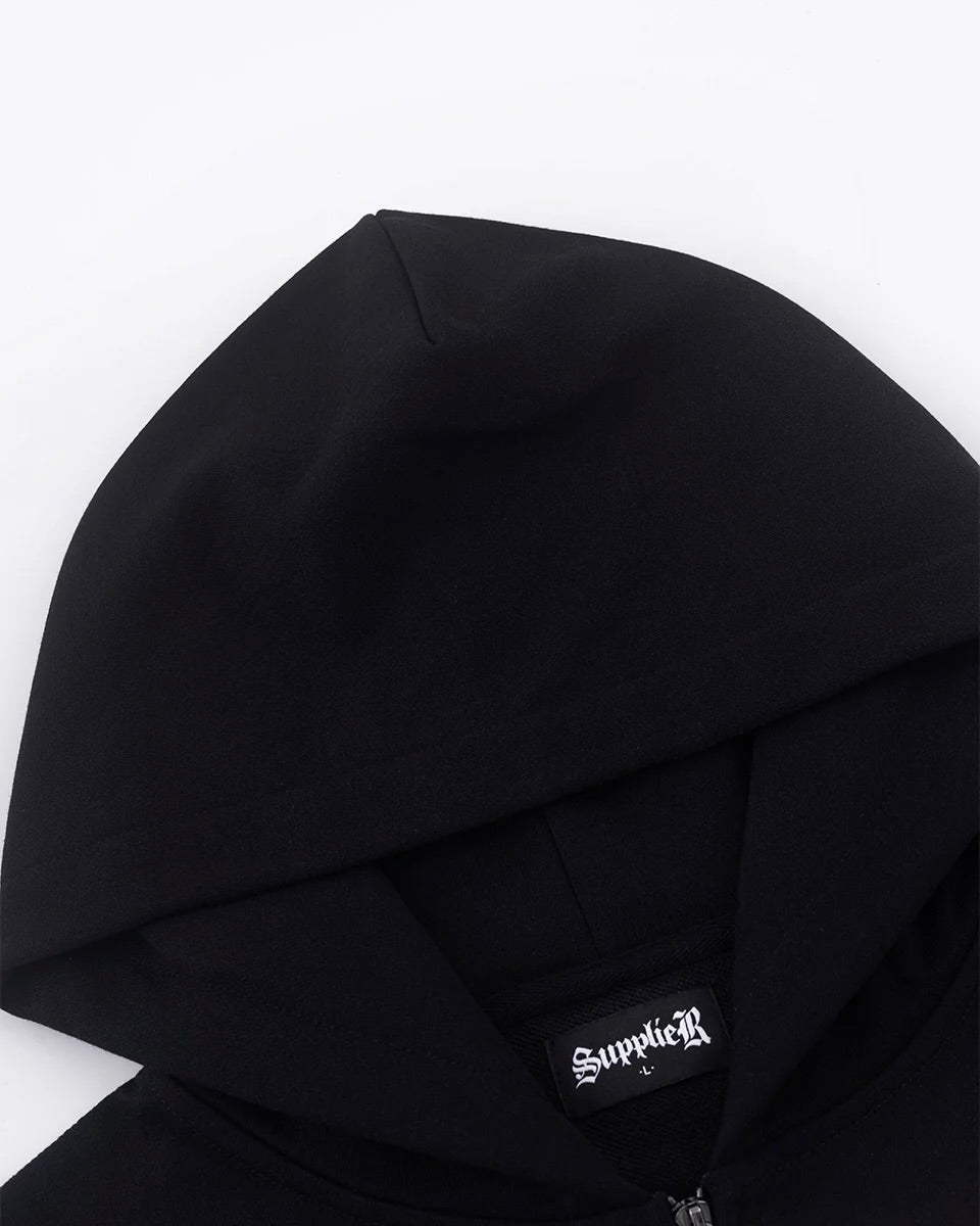 【SUPPLIER】Fire Bones Leather Patch Zip Hoodie