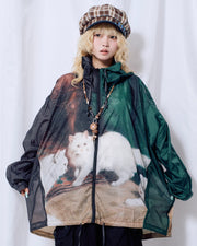 9/18 20:00 発売 国際配送【Nerd out XU】neko hooded windbreaker