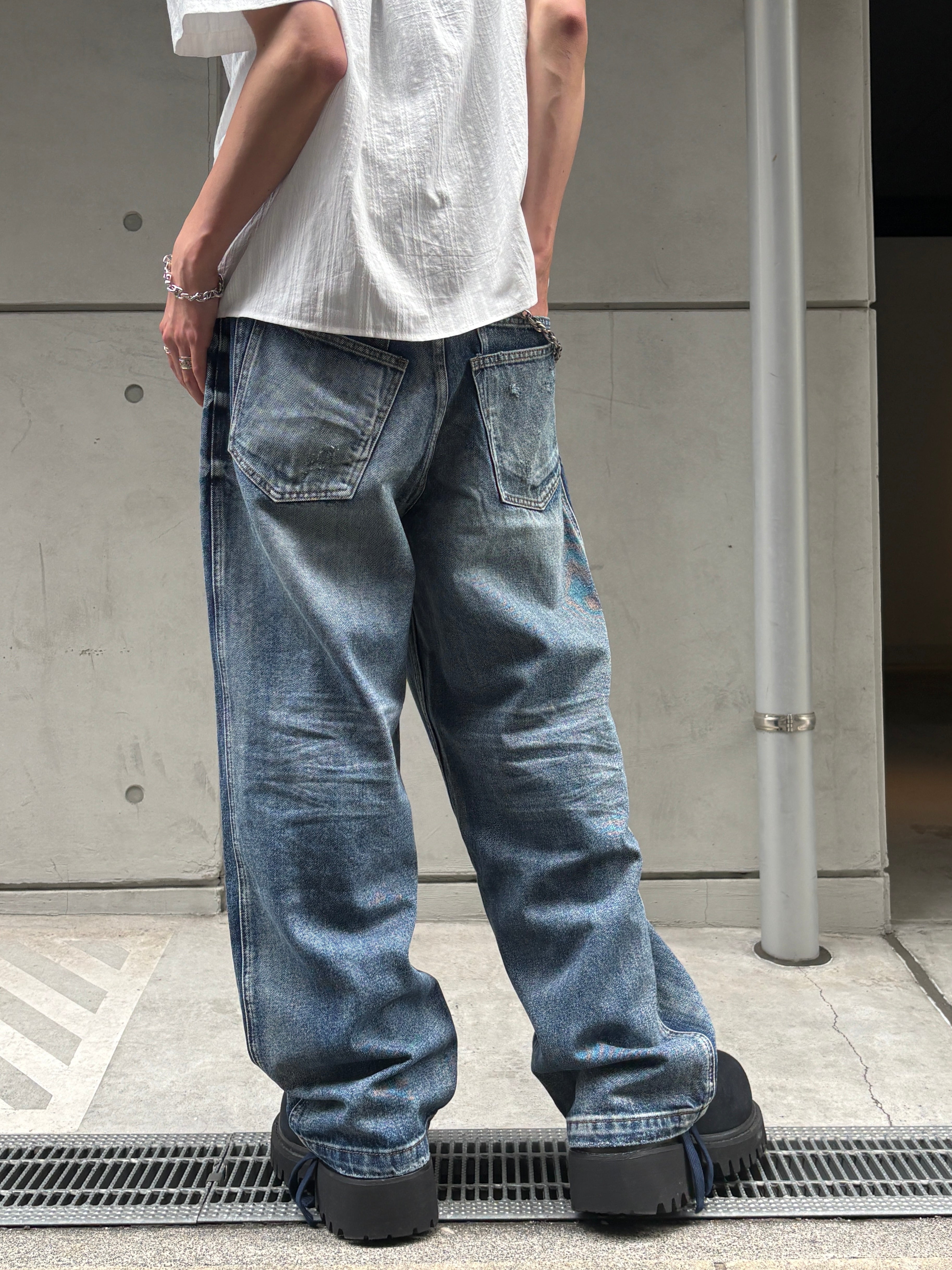 大阪店WEB限定受注制【Chikashitsu +】double back pocket denim pants (2color)