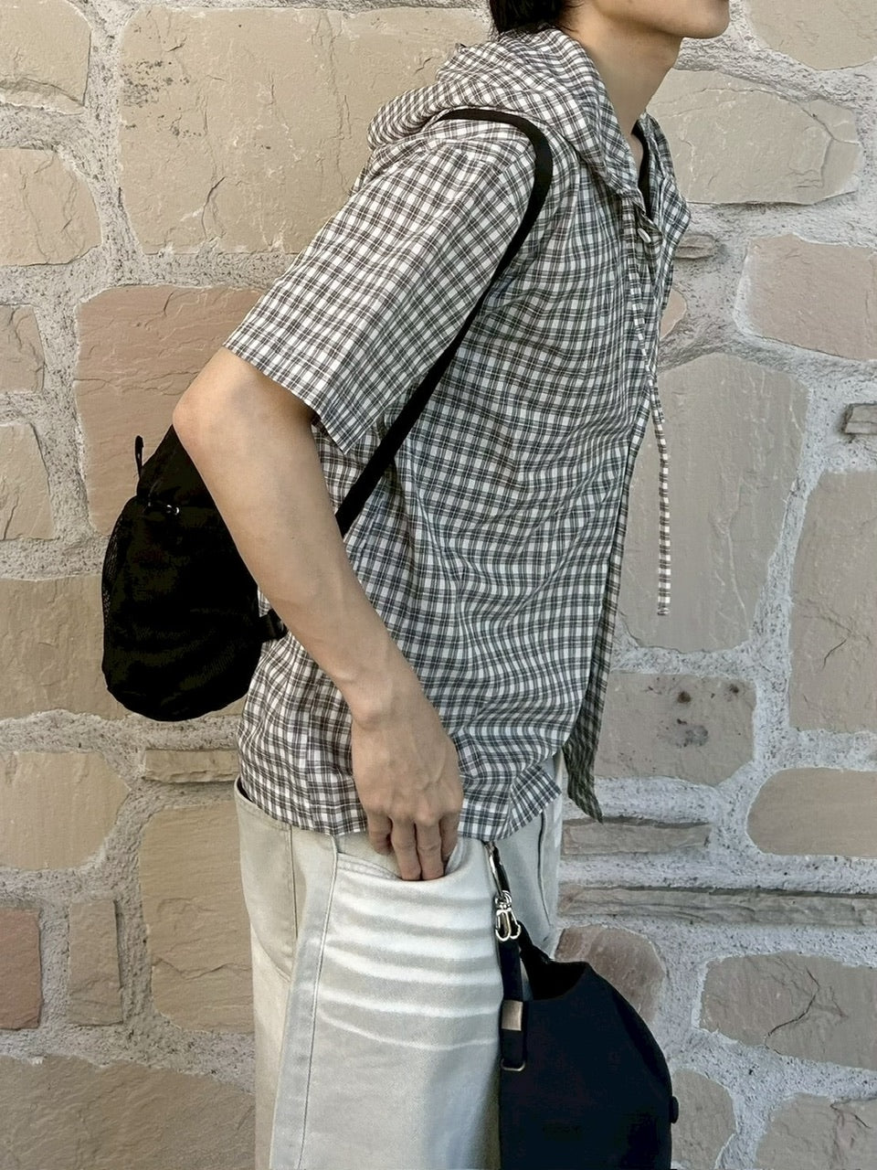 【youll】check shirt hoodie (2color)