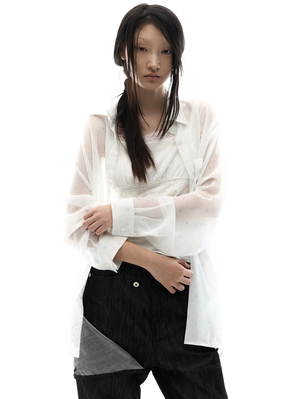 【OJOS】Graphic Sheer Shirts