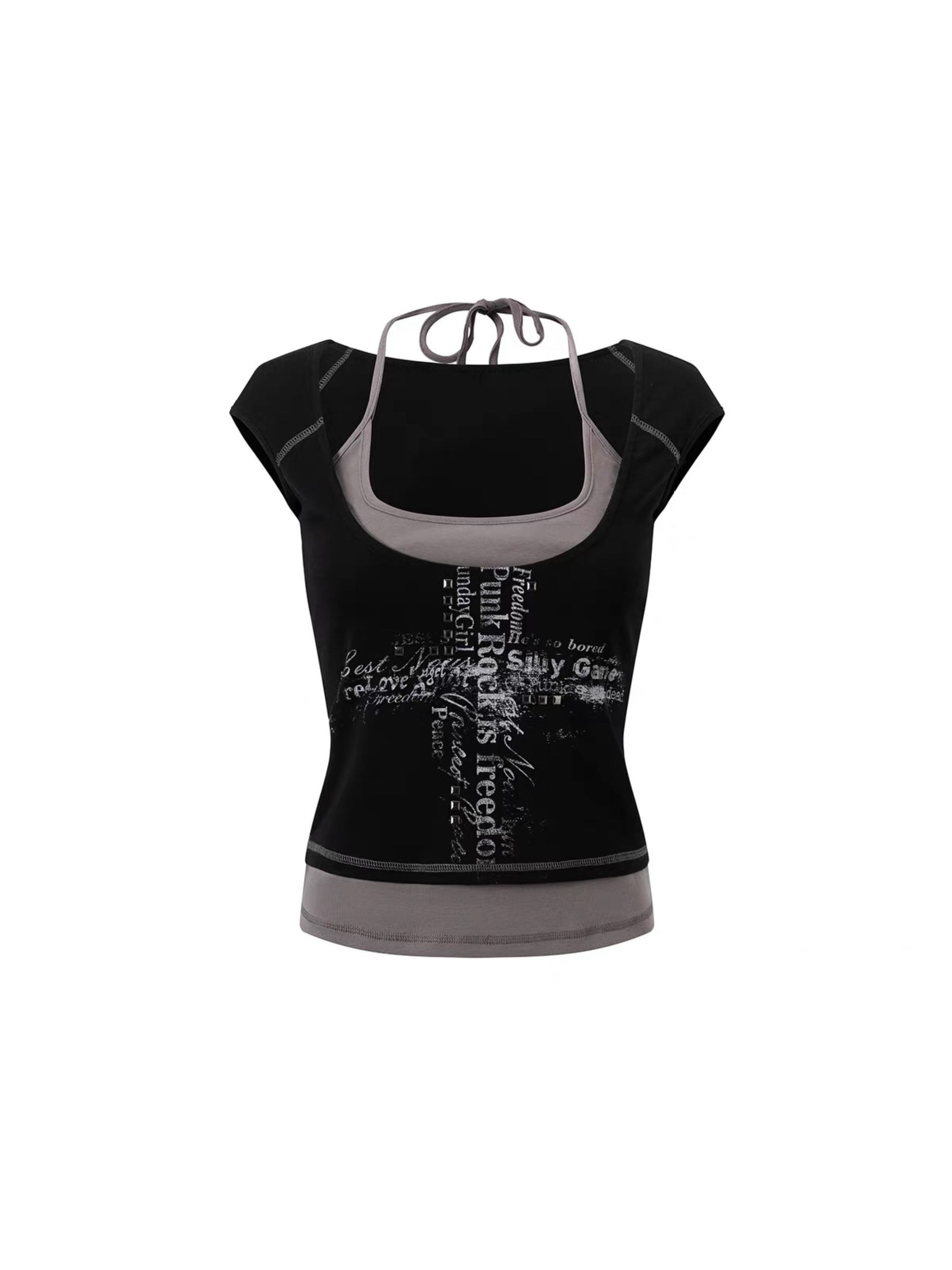 【Cest Nous】Cross graffiti T-shirt