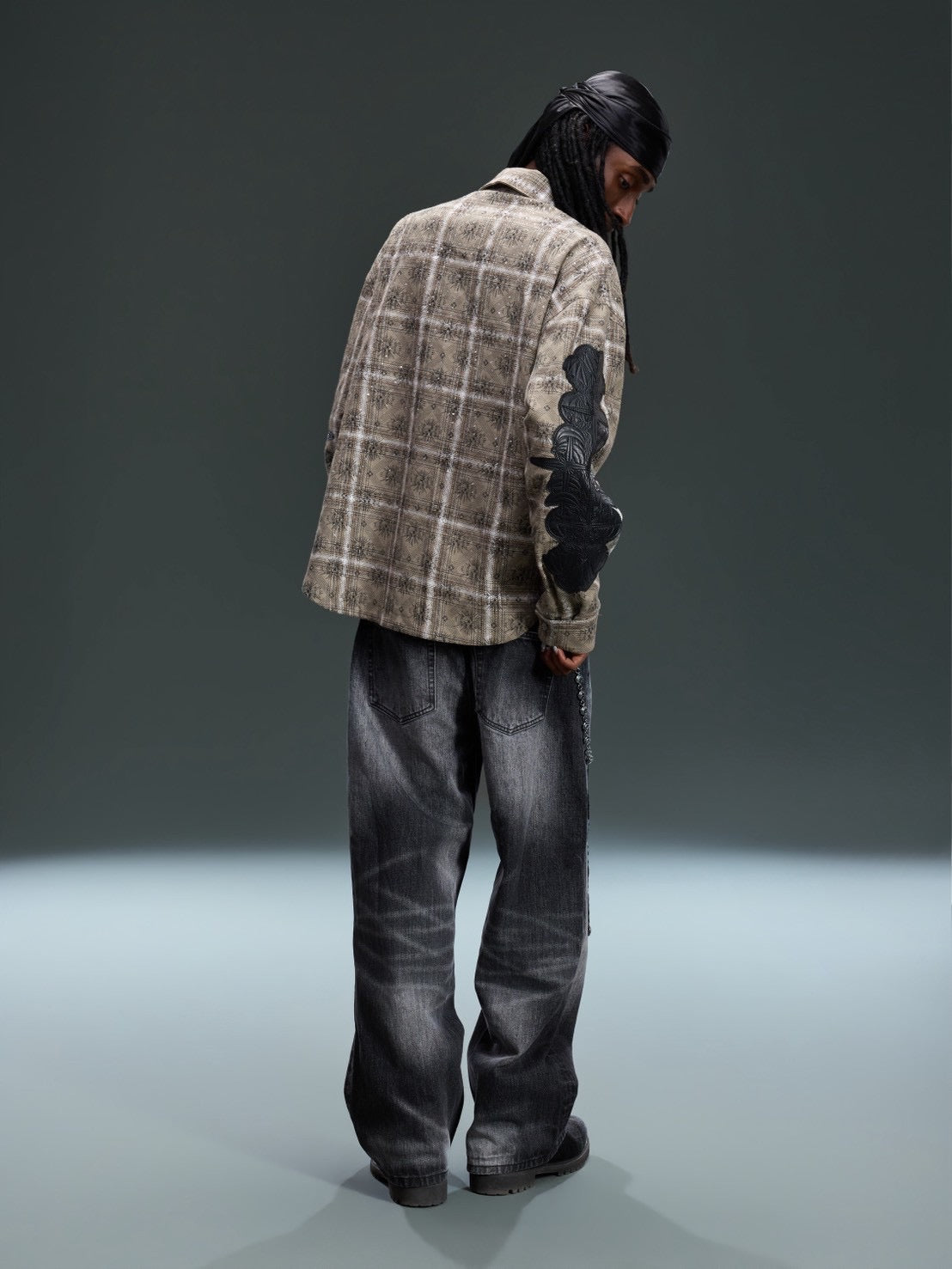 【The Boy Has No Patience】STARRY PATTERN RHINESTONE LEATHER SHIRT