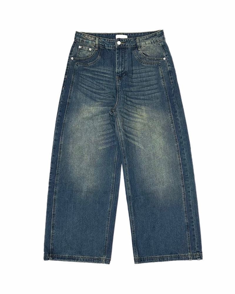 受注制【Chikashitsu +】double slub wide denim pants