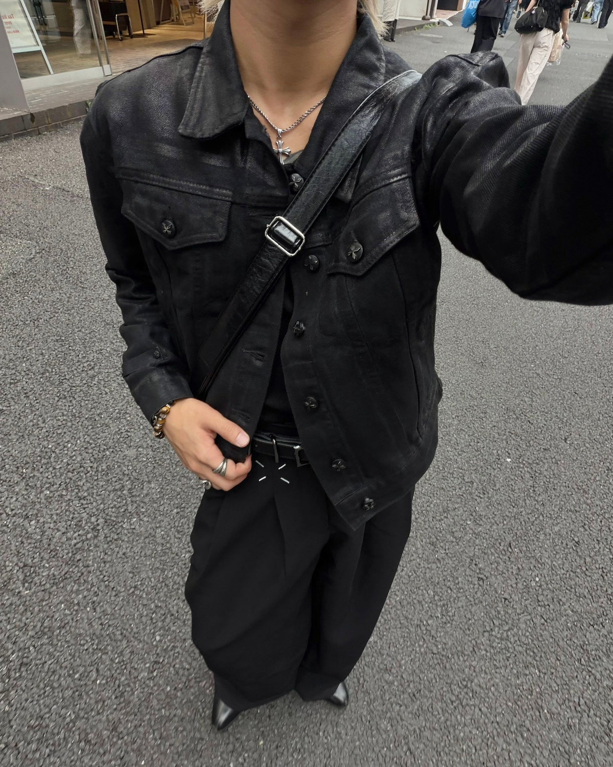 国際配送【RENOL】coating denim cropped jacket