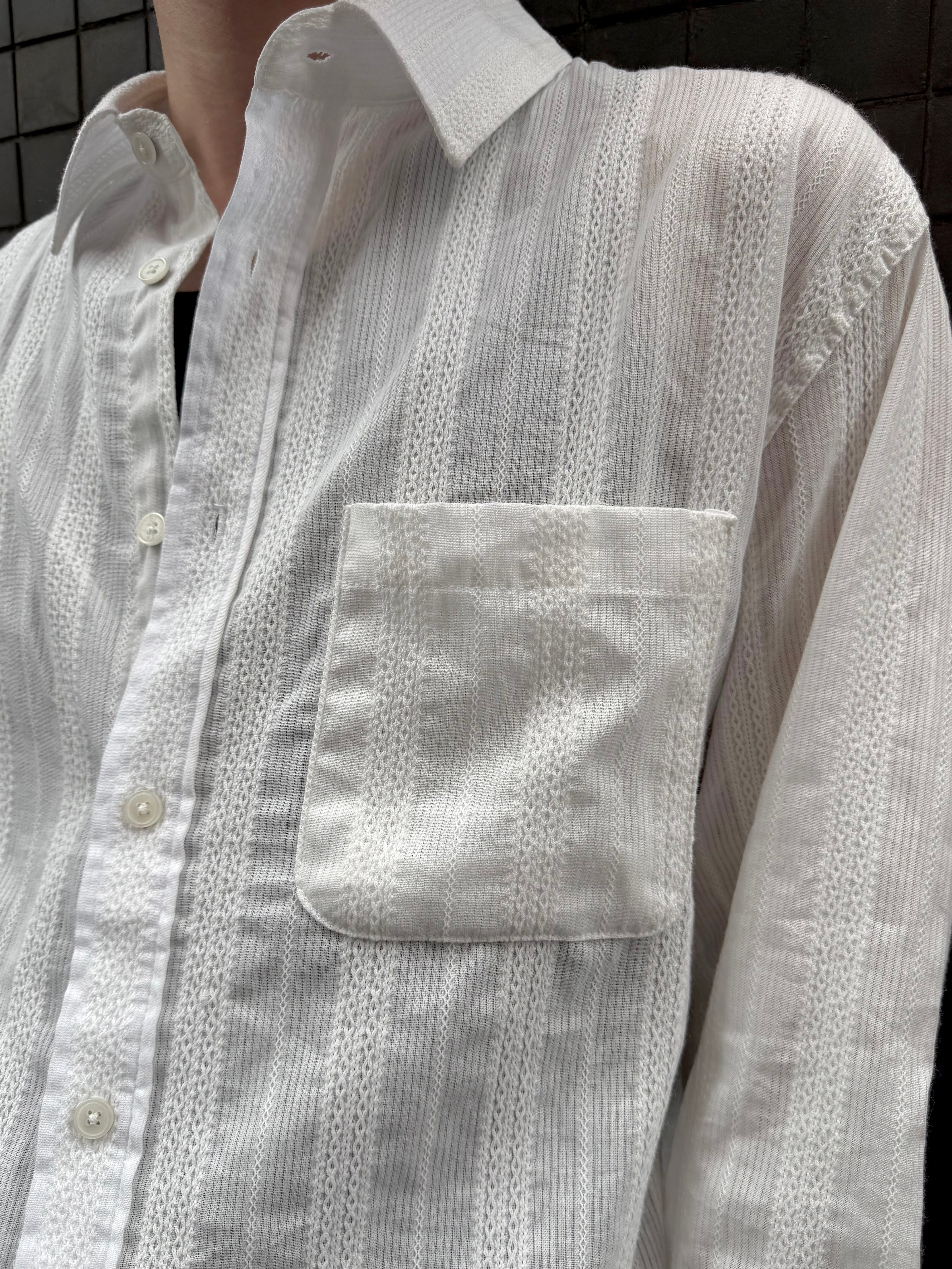 東京店WEB限定受注制【Chikashitsu +】cropped linen shirt