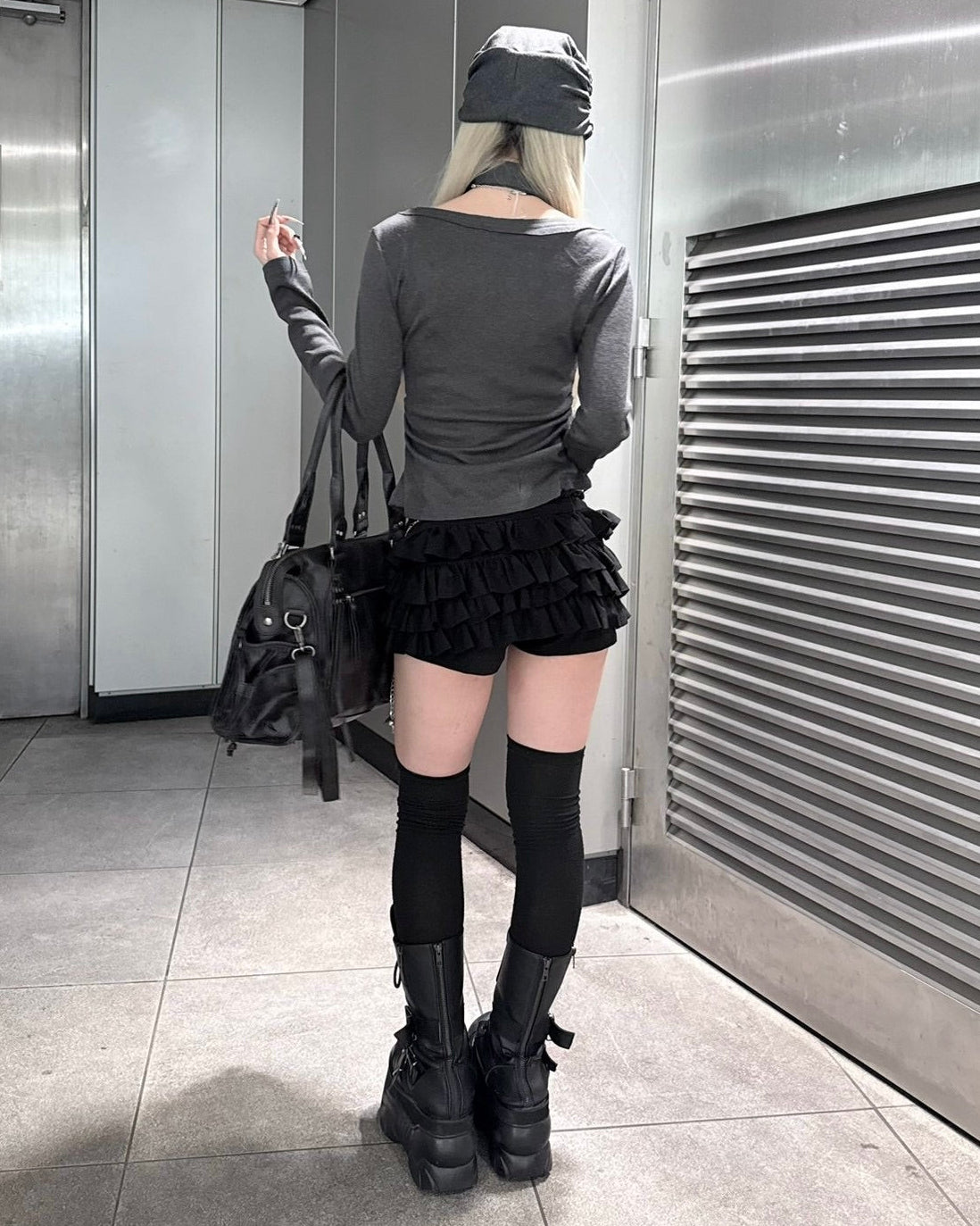 受注制【nmtc+】tie set u-neck long sleeve tee (3color)