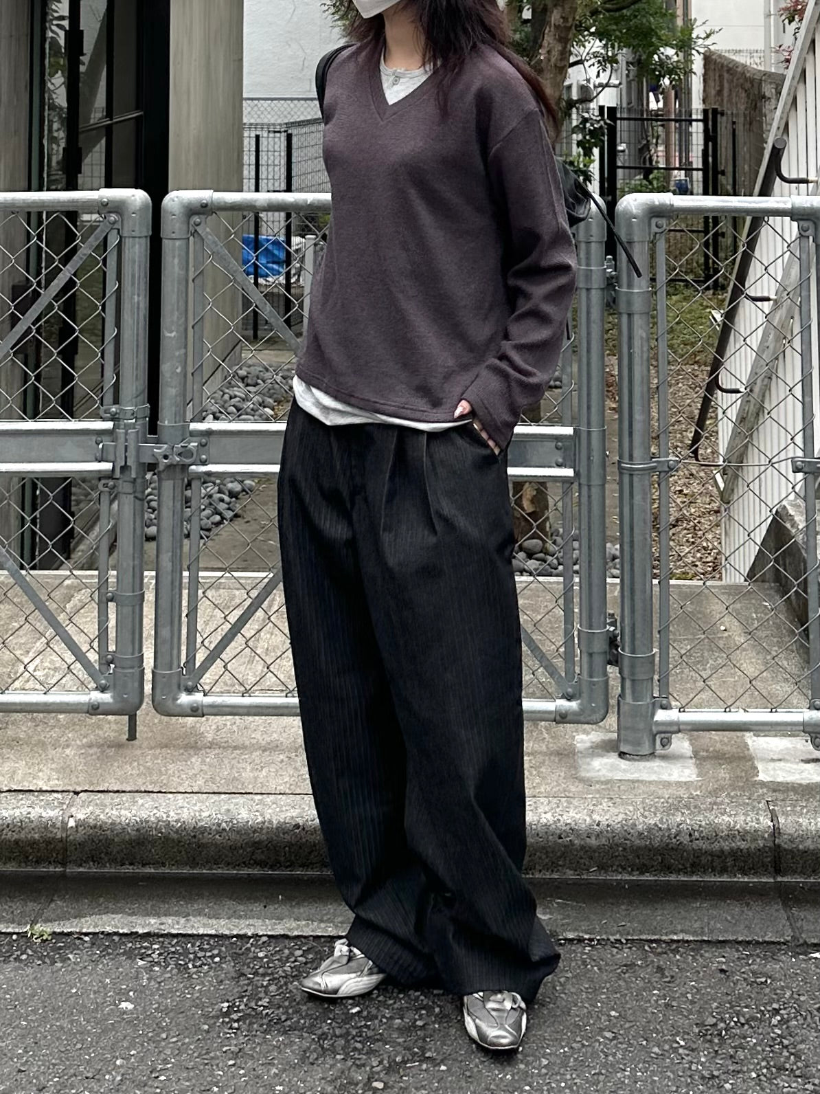 大阪店WEB限定受注制【Chikashitsu +】layered v-neck knit (3color)