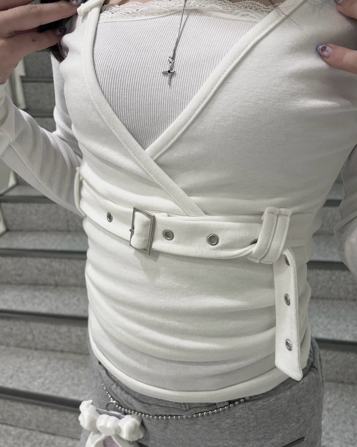 受注制【nmtc+】Belt Wrap Long Sleeve Top (2color)