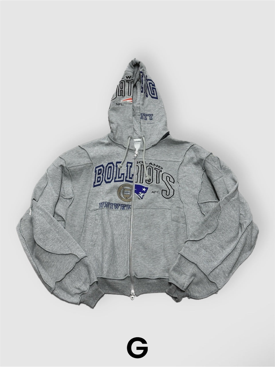 【Re +】double zip cutting switch hoodie (gray)