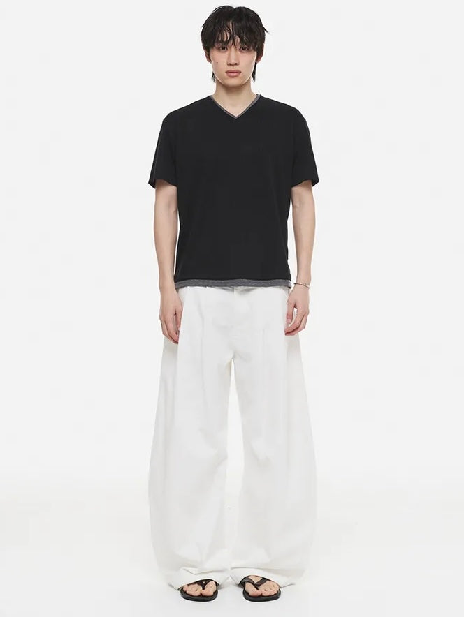 【DNSR】Layered V-Neck Half T-Shirt