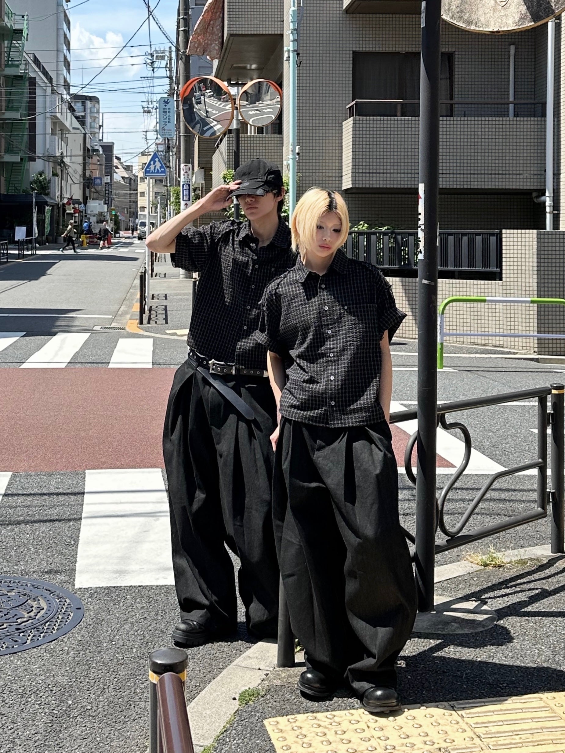 5/23 20:00発売【CHIKASHITSU PLUS HIGH】Raw edge seersucker check shirt