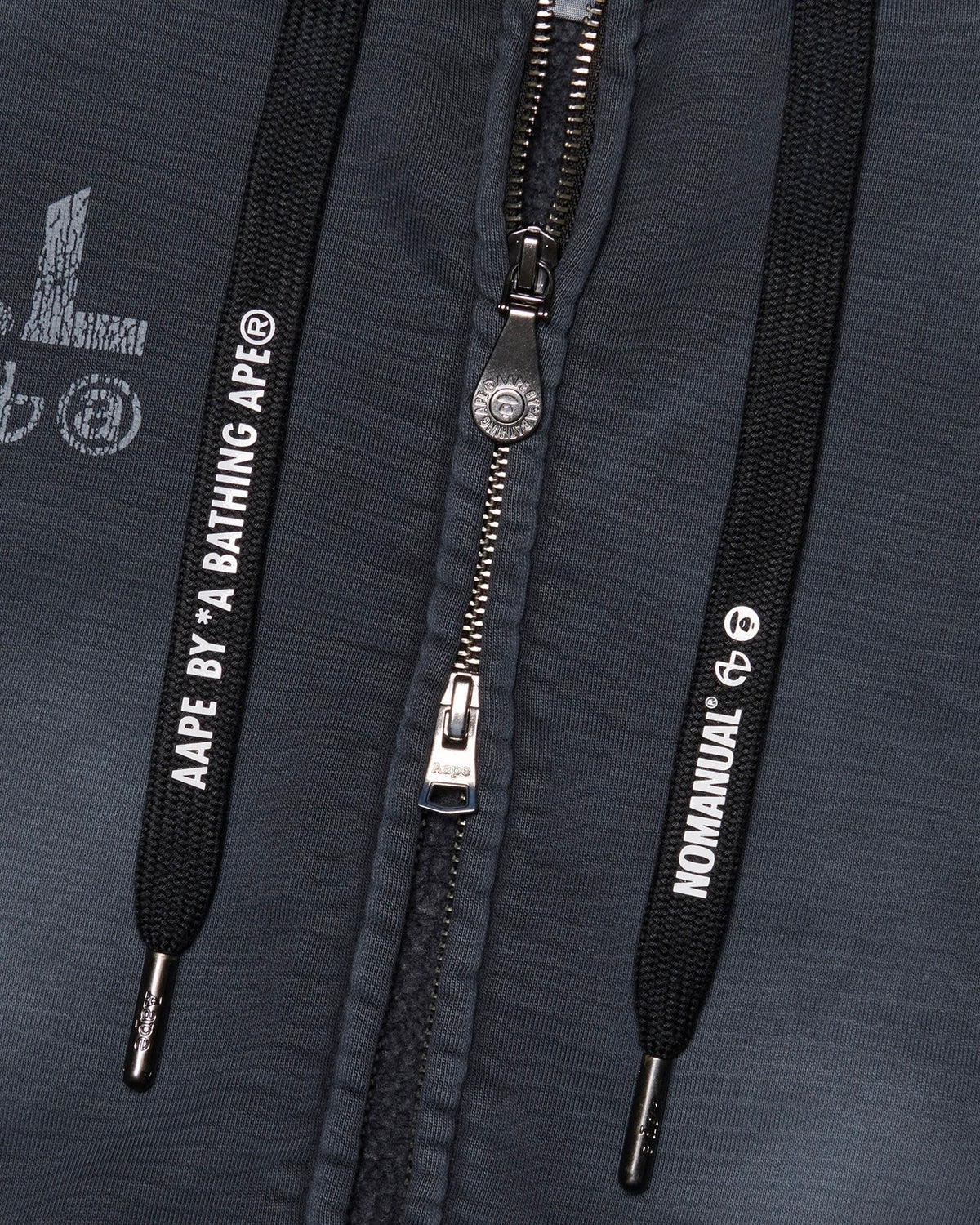 【NOMANUAL】AAPE X NMNL DOUBLE HOODED ZIP-UP(BLACK)