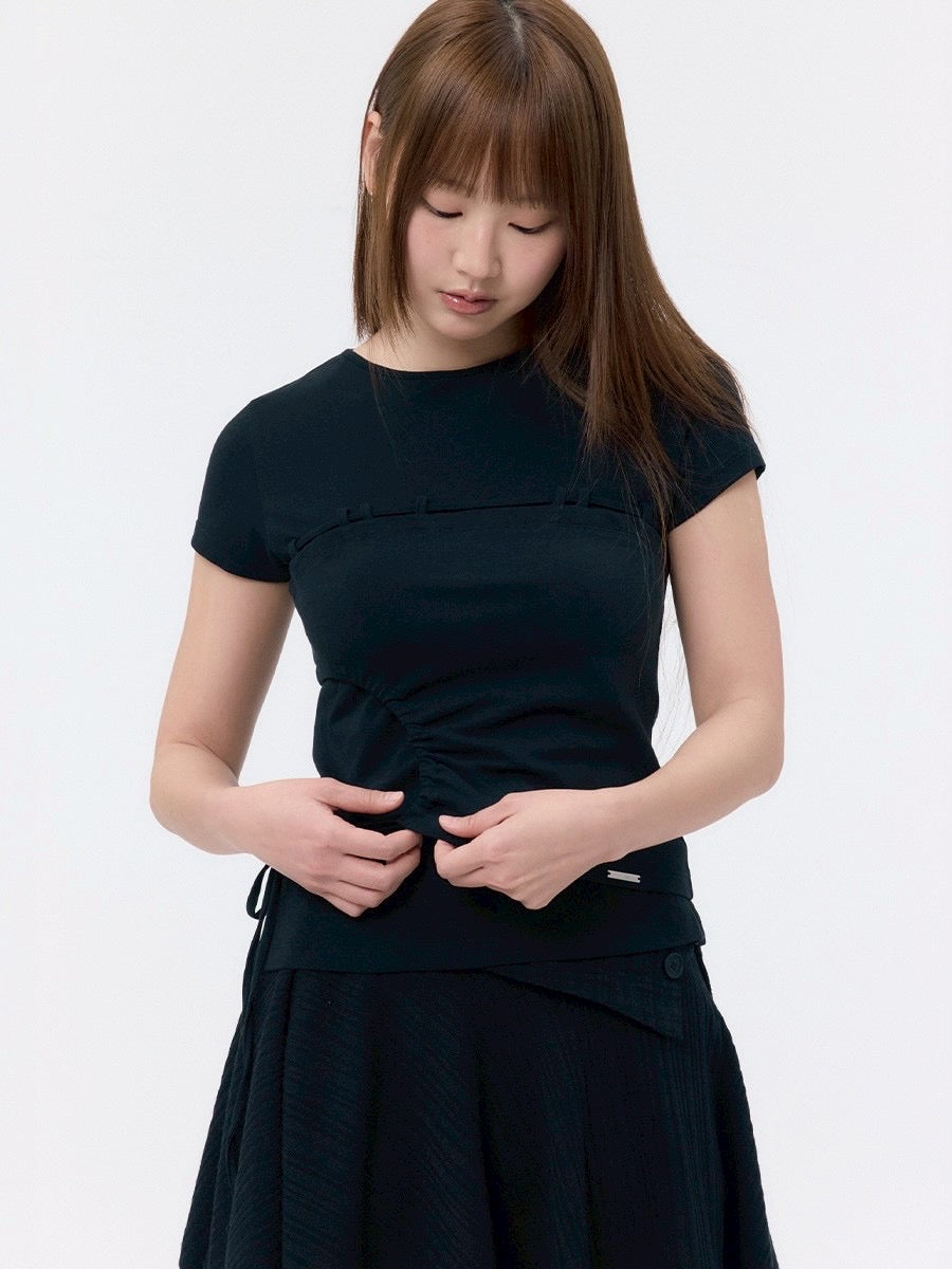 【Miseki seoul】String shirring short sleeve