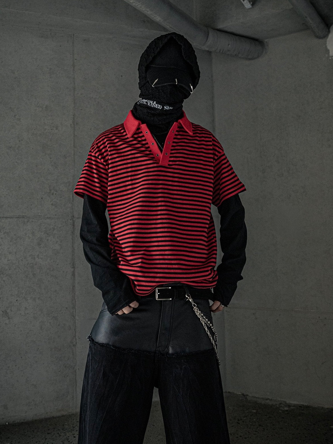 【roaringrad】Striped Polo T-shirt