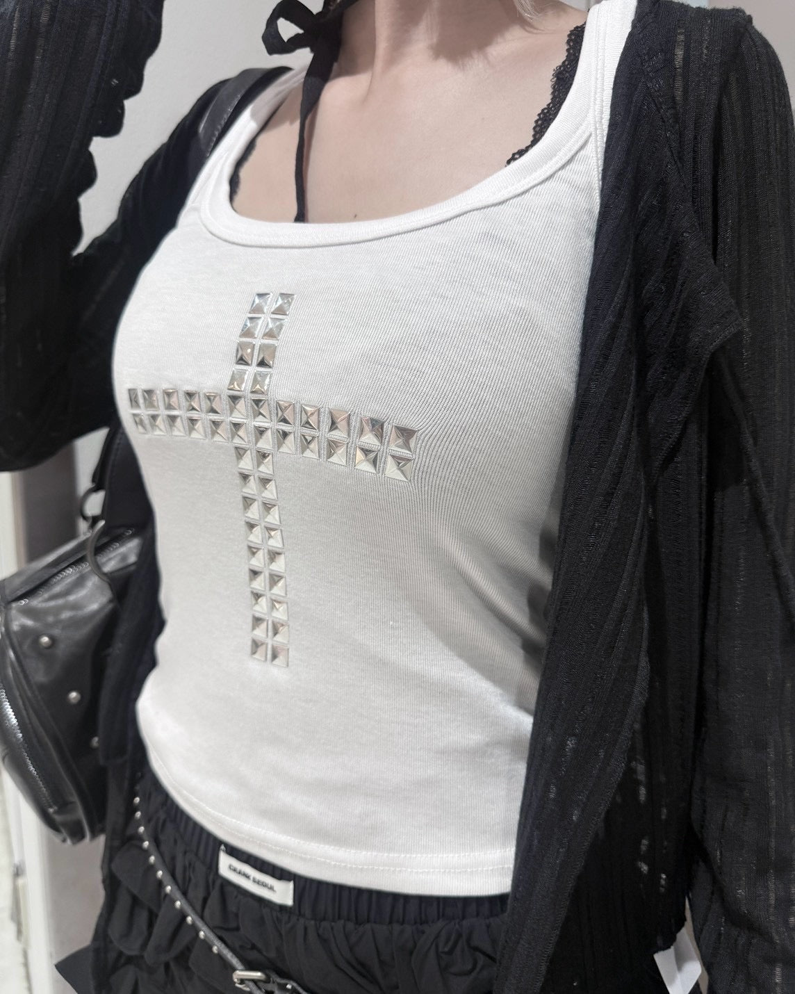 受注制【nmtc+】Cross Studded Slim Tank top (2color)