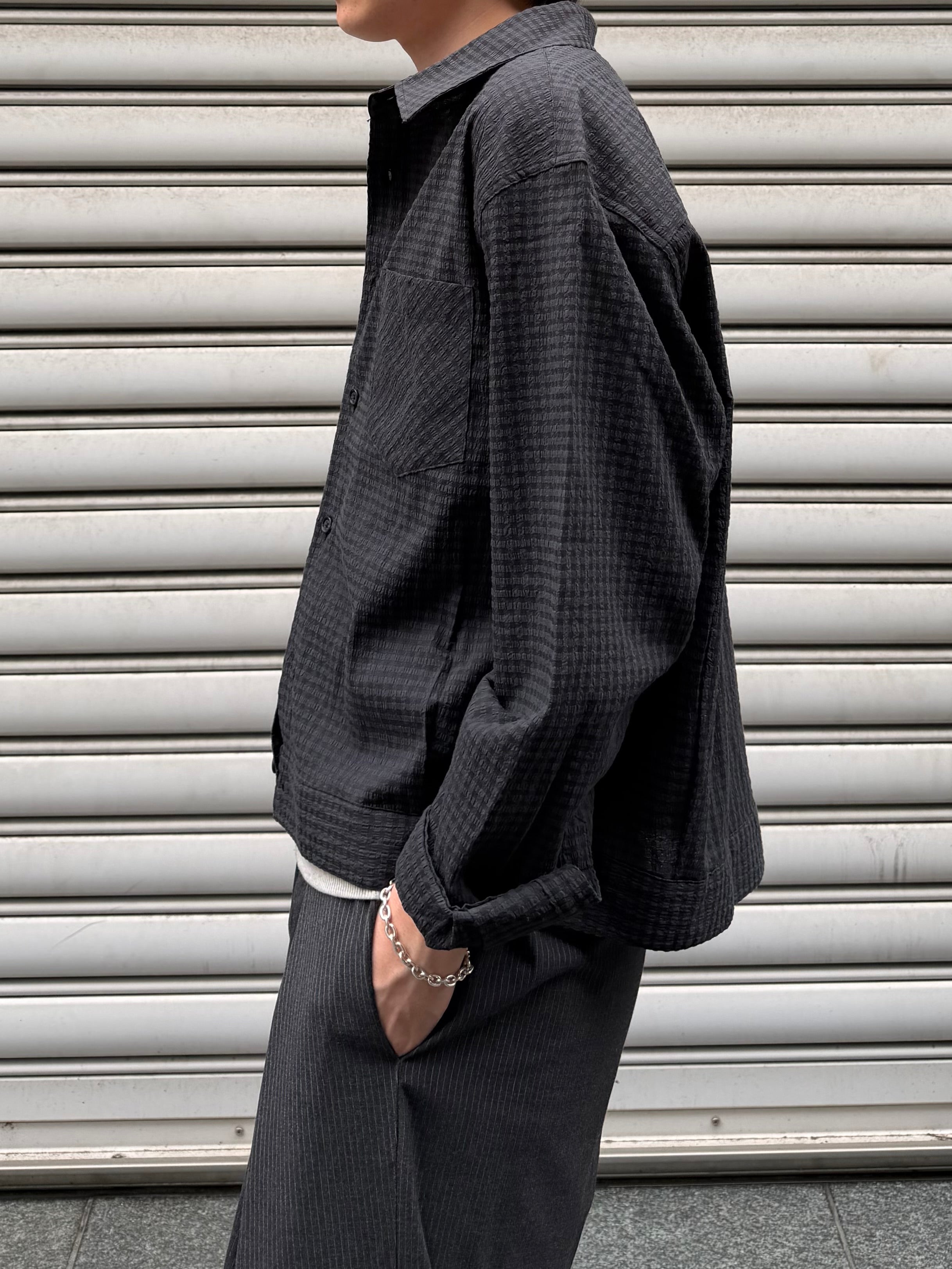 東京店WEB限定受注制【Chikashitsu +】seersucker relax check shirt (2color)