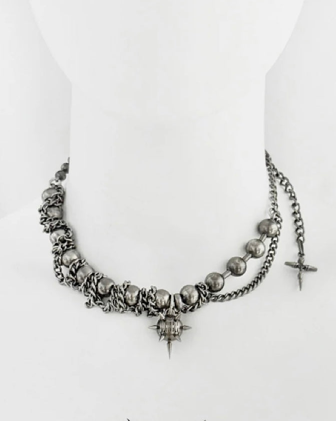 【IIIMIII】Heavy-Bead Grunge Collar Necklace