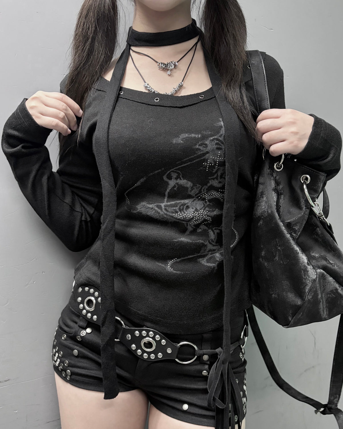 受注制【nmtc+】tie set u-neck long sleeve tee (3color)
