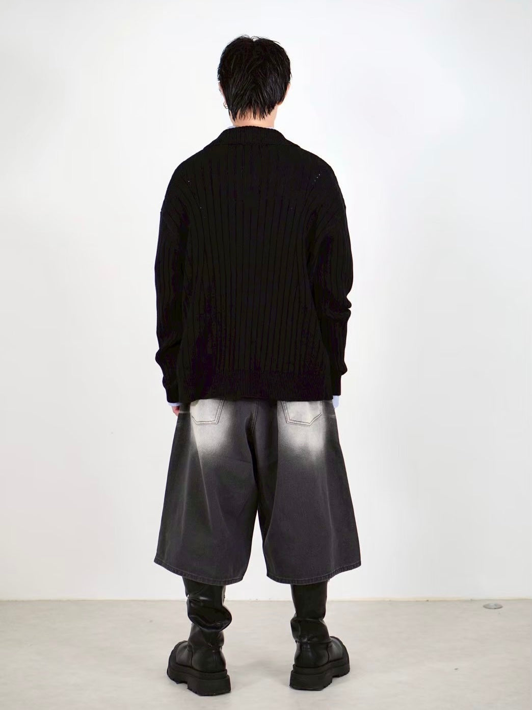 【Chikashitsu +】rivet zip up knit (2color)