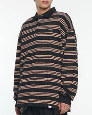 【NOMANUAL】STRIPE POLO LONG SLEEVE TEE
