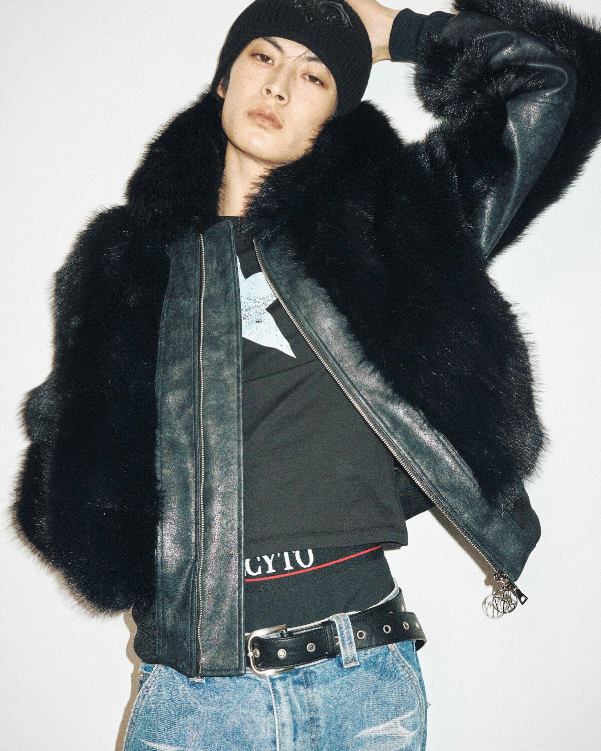 【LECYTO】Imperium Leather Patch Beanie
