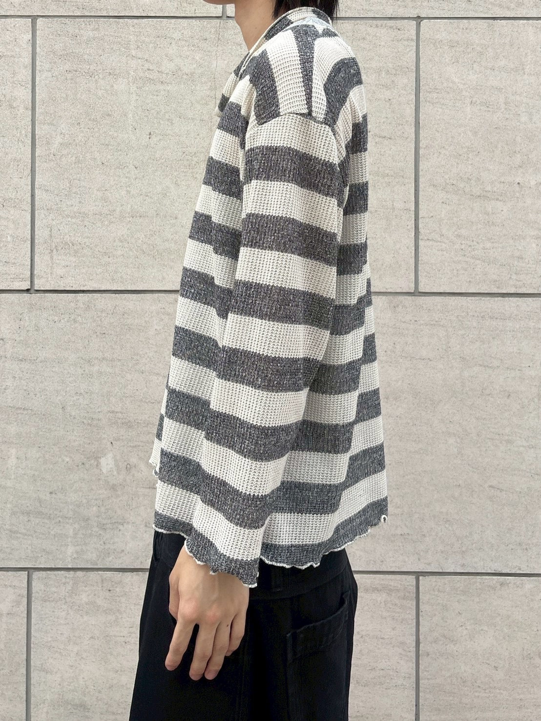 【nmtc+】tie set sheer border long sleeve (2color)