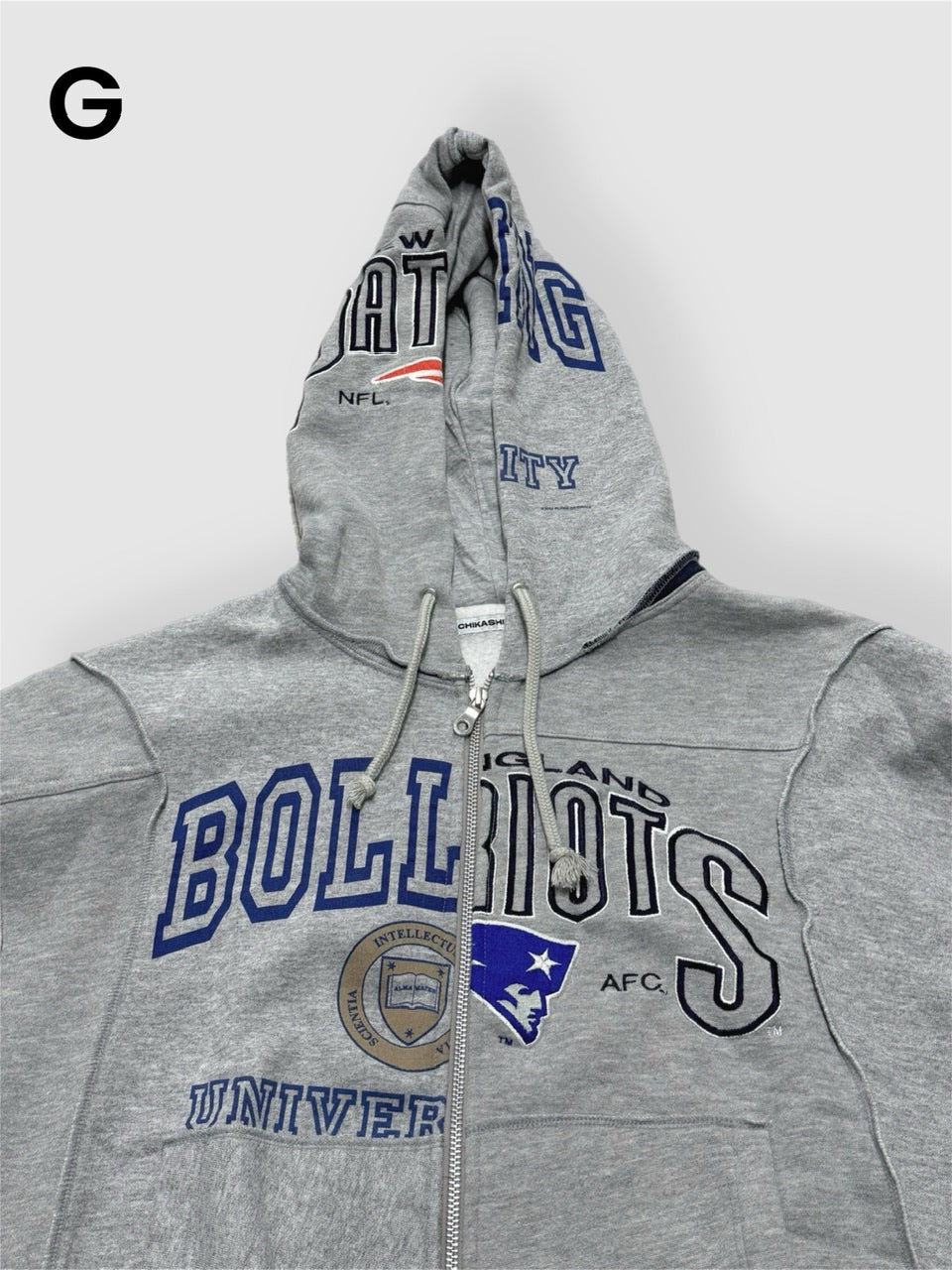 【Re +】double zip cutting switch hoodie (gray)