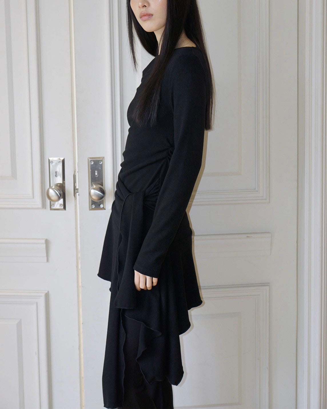 【Uglyshadow】RUCHED BOAT LONG TEE