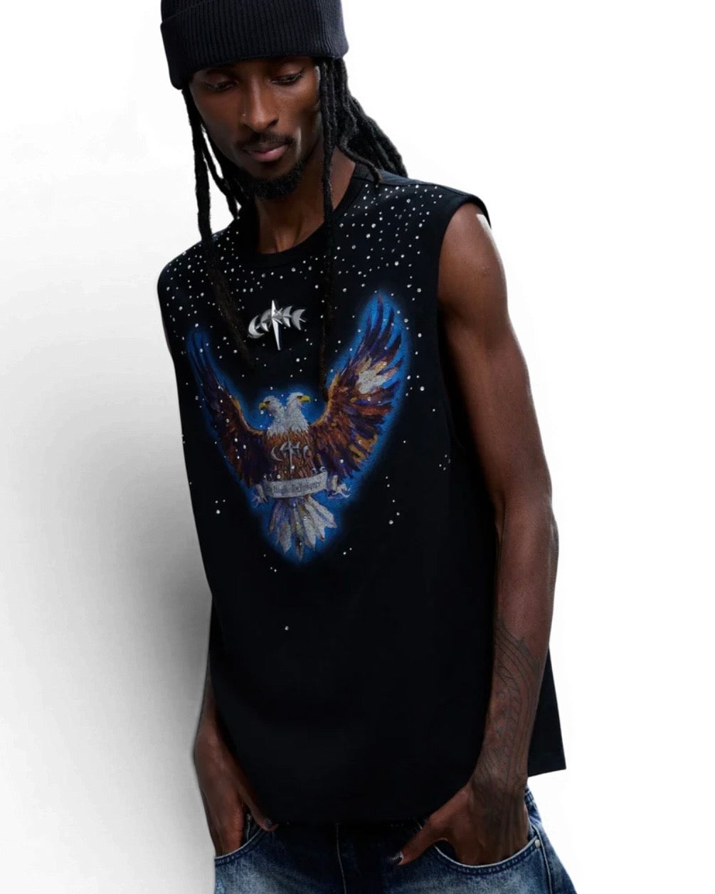 【The Boy Has No Patience】DOUBLE-HEADED EAGLE RHINESTONE VEST