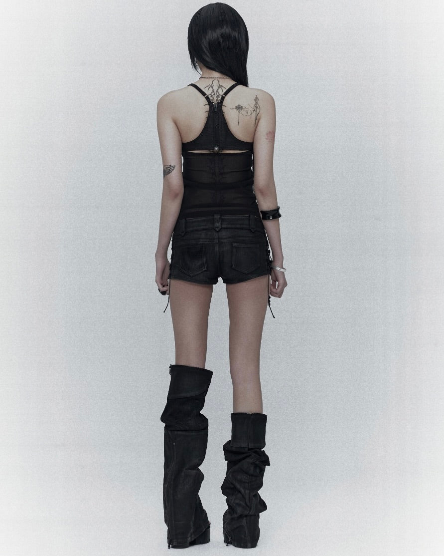 【bonienkiye】Back Zip Mesh Tank