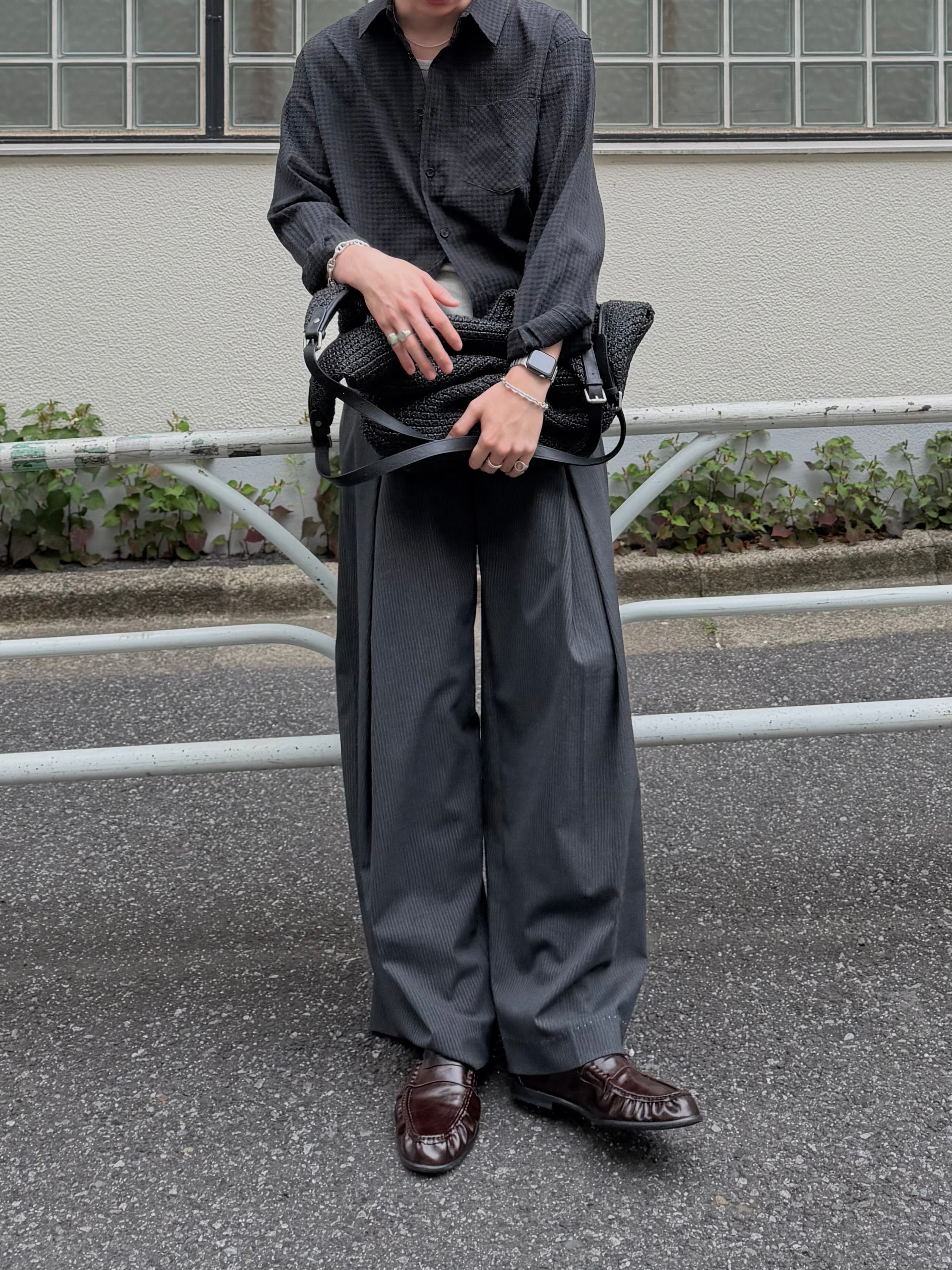 東京店WEB限定受注制【Chikashitsu +】seersucker relax check shirt (2color)