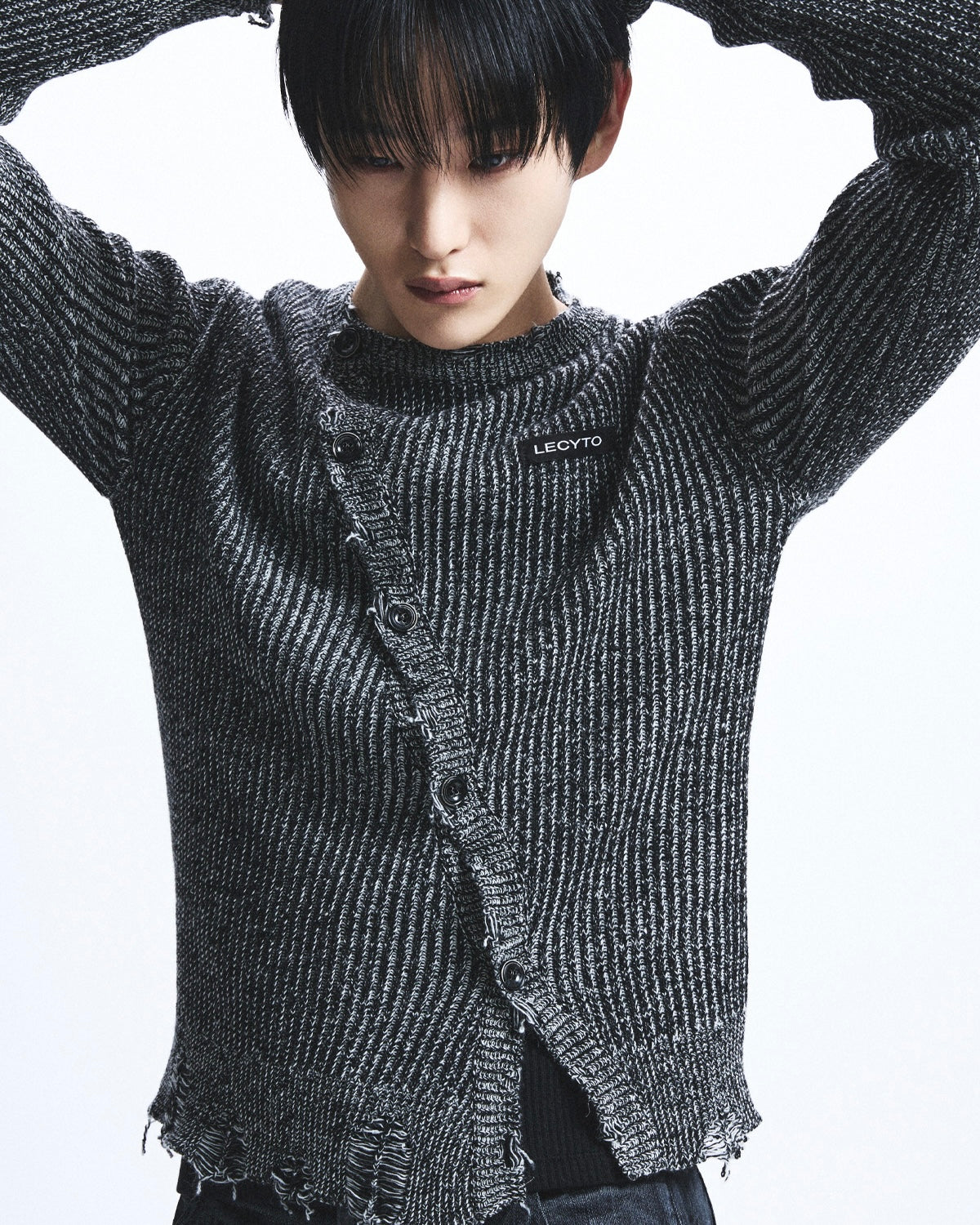 【LECYTO】Oblique Line Knit Cardigan