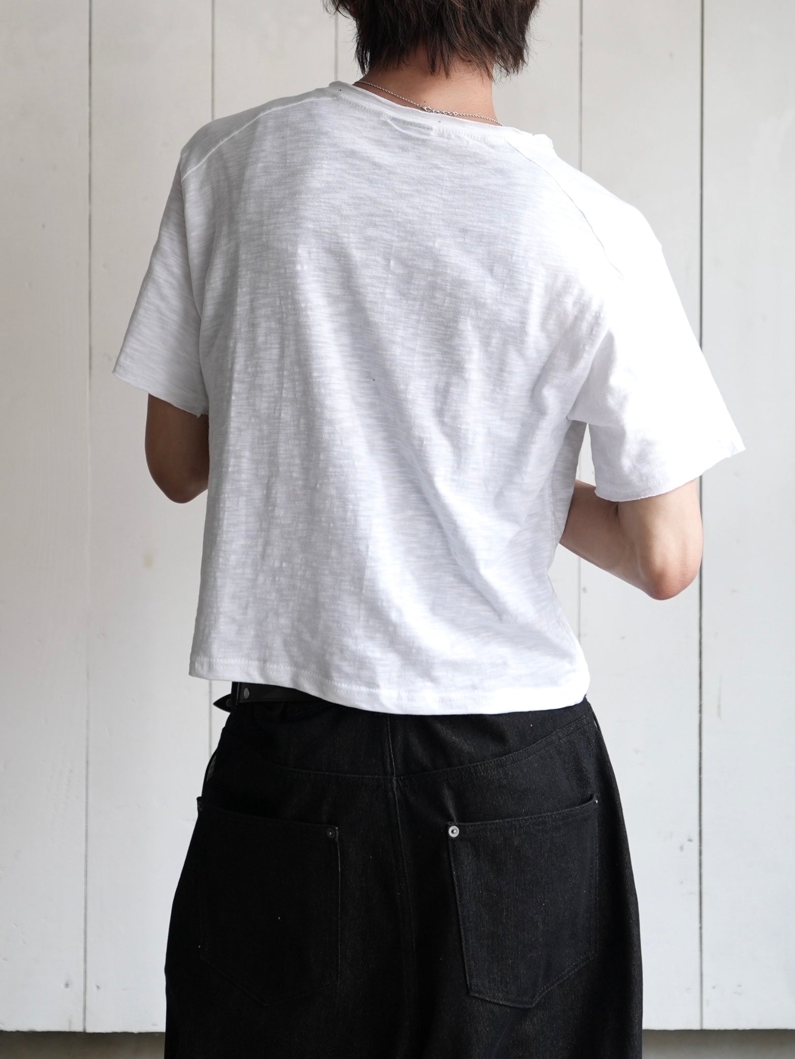 【CHIKASHITSU PLUS HIGH】Steel button short sleeve henley tee (2color)