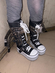 国際配送【Never mind the XU】studs belt platform sneaker boots