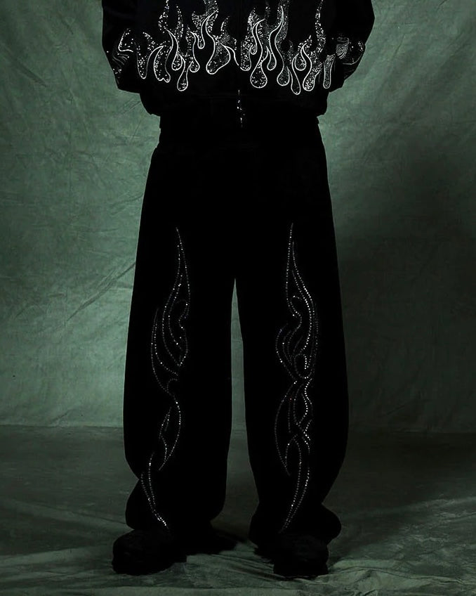 【SUPPLIER】Tribal Rhinestone Curve Sweat Pants