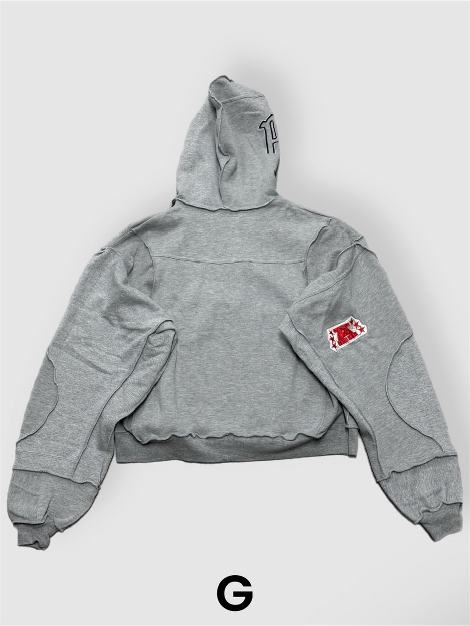 【Re +】double zip cutting switch hoodie (gray)