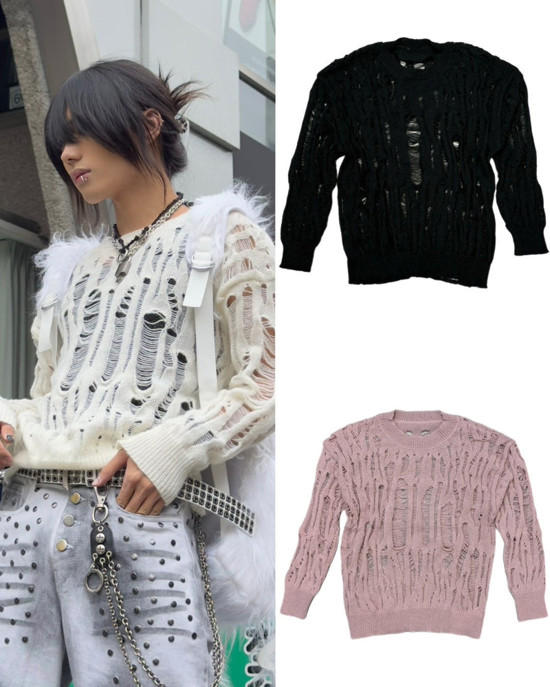 国際配送【Never mind the XU】damage loose knit