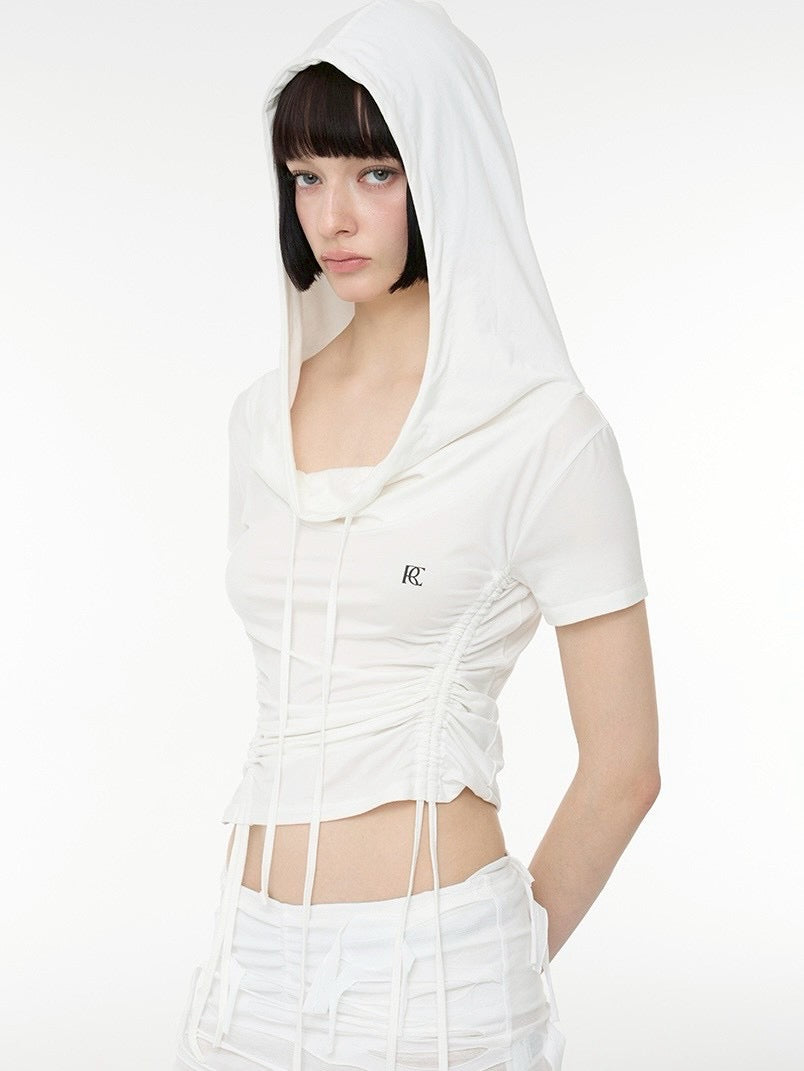 【ROCK CAKE】Shirring Hoodie Top