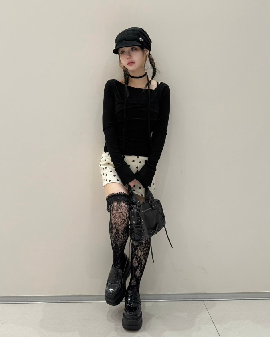 大阪店 WEB限定 受注制【Never mind the XU】Dot Muse Mini Skirt