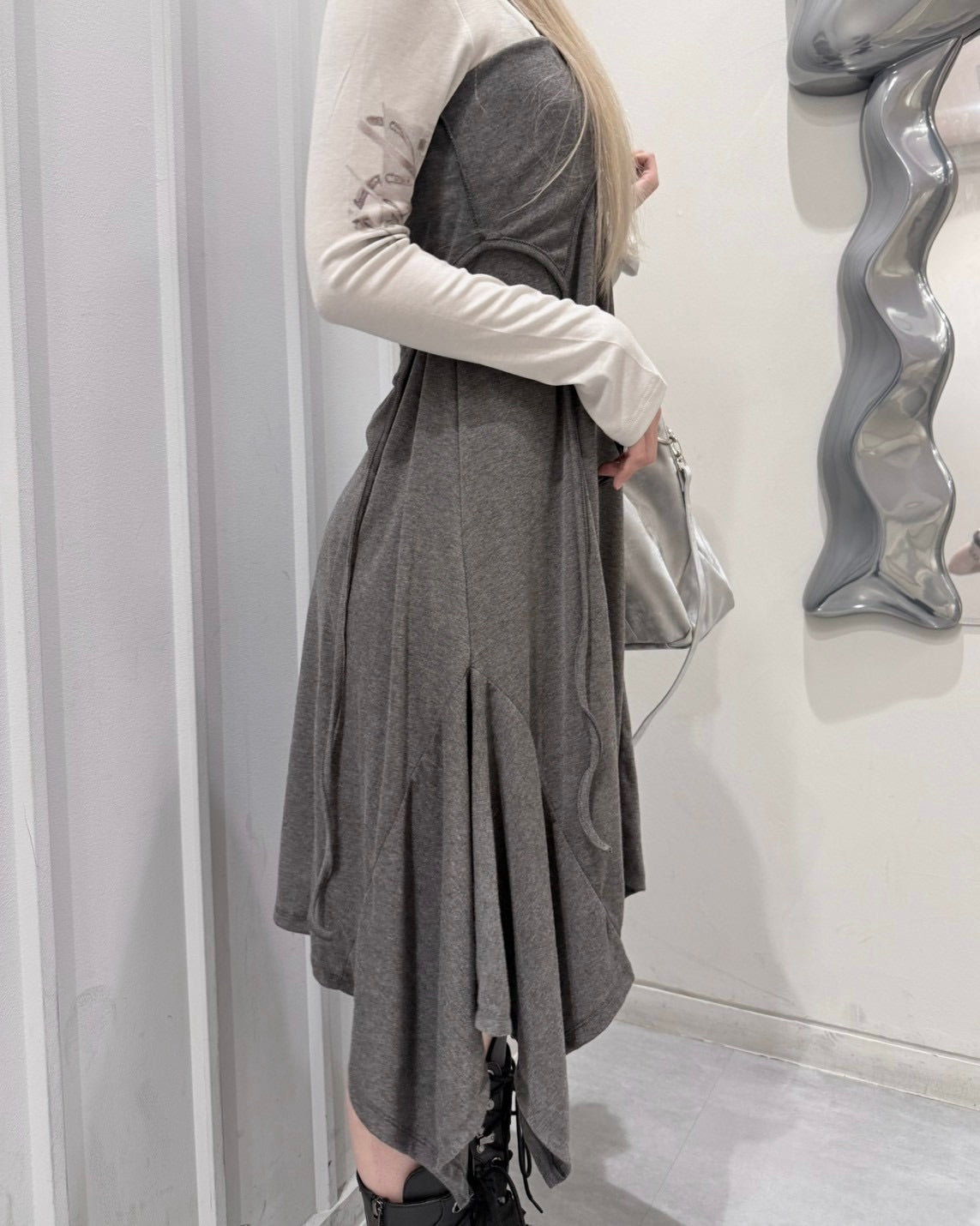 受注制【nmtc+】Curve Layered Long Skirt (2color)
