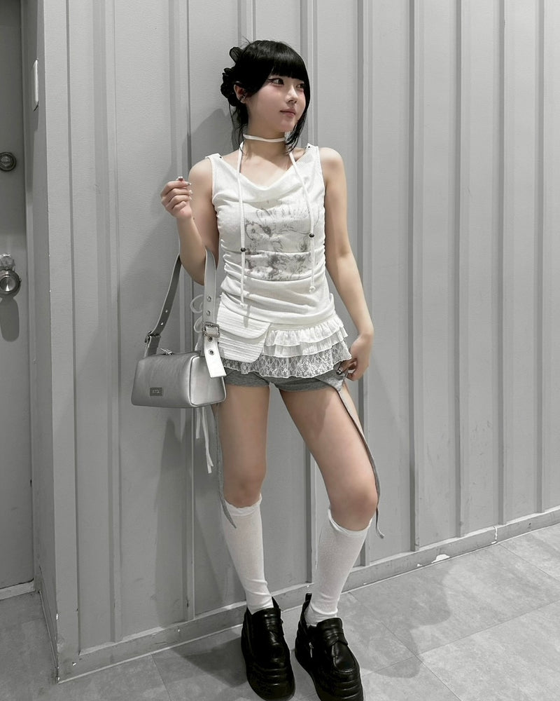 受注制【nmtc+】Doodle Lace Sleeveless Tee Muffler Set (2color)