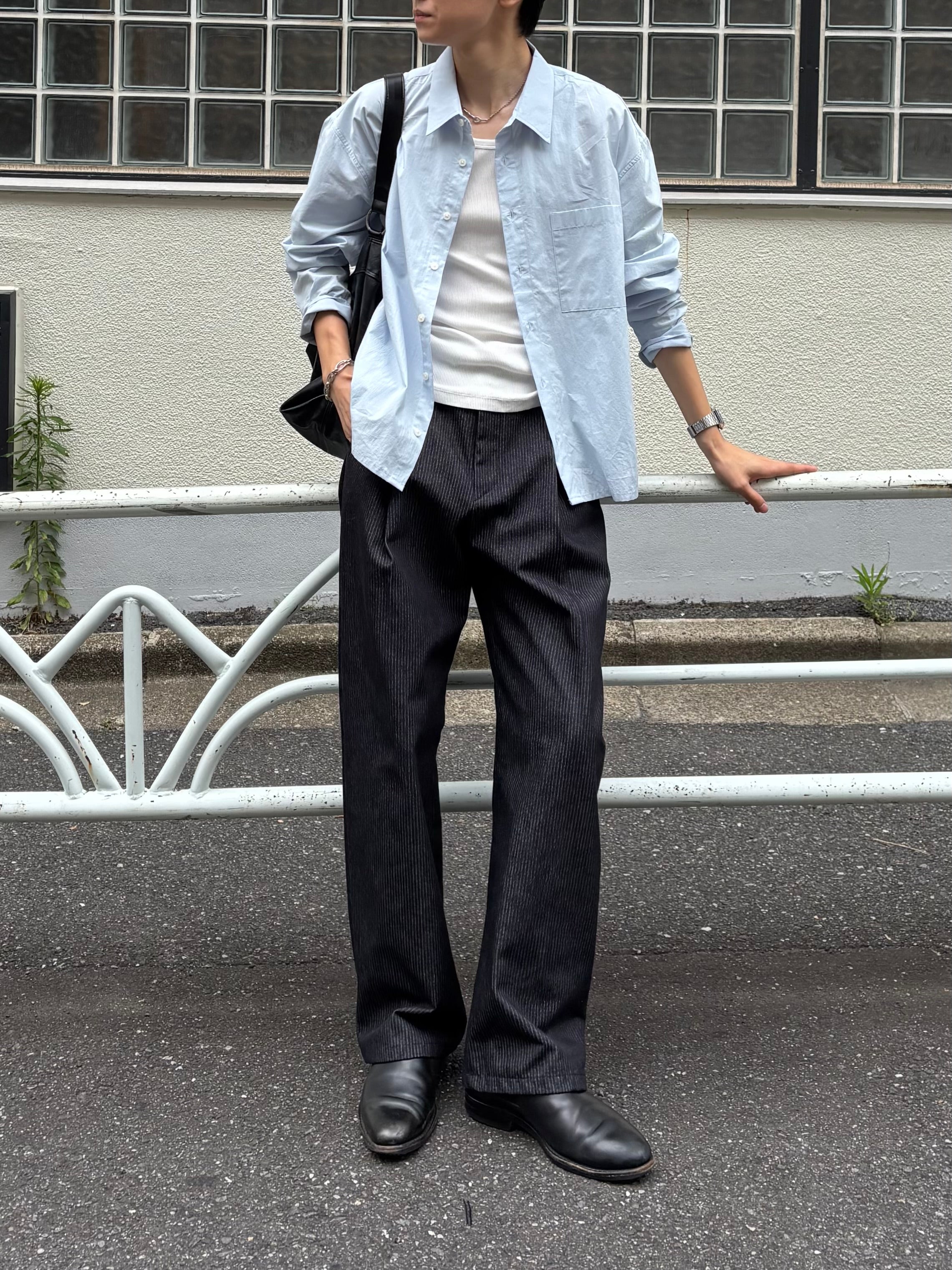 東京店WEB限定受注制【Chikashitsu +】soft touch cropped shirt (3color)