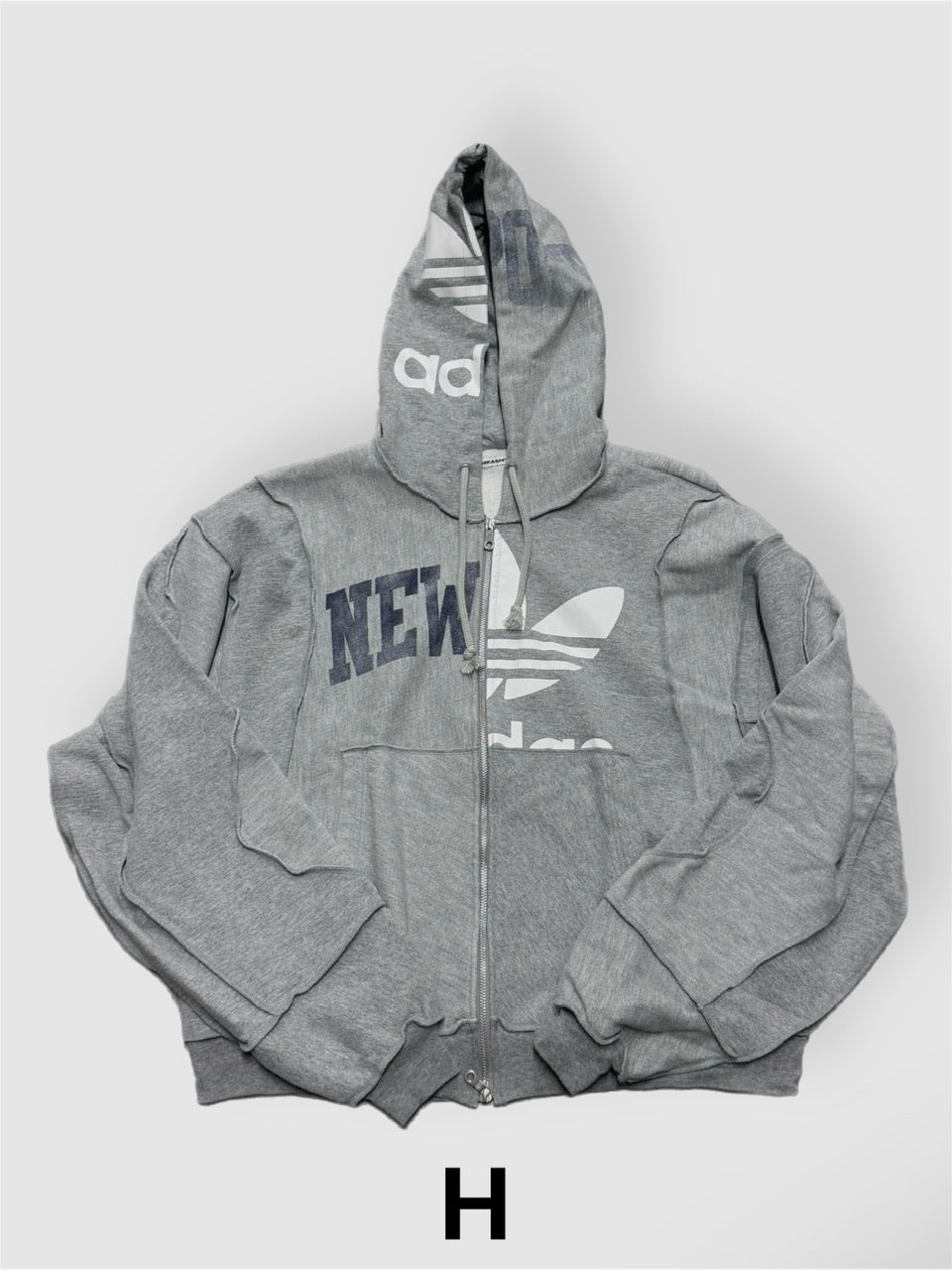 【Re +】double zip cutting switch hoodie (gray)